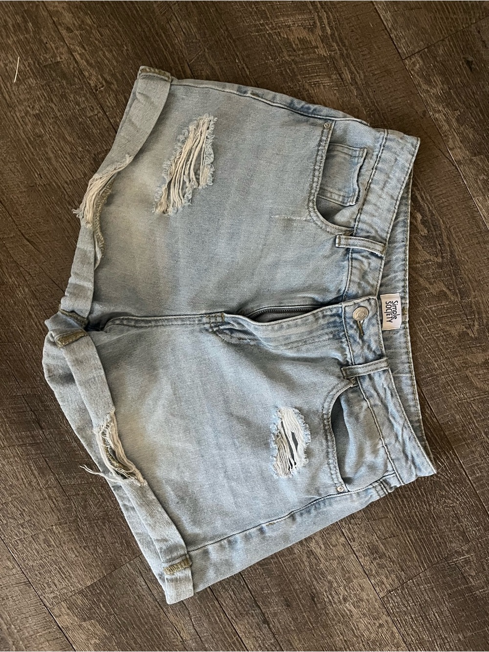Light Wash Distressed Denim Shorts - Casual Summer Staple